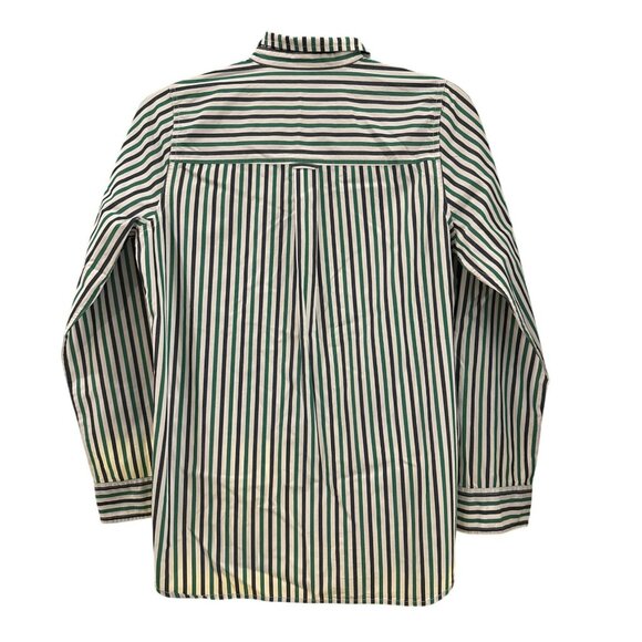 J.Crew Womens Striped Button-Down Long-Sleeve Shirt Size 6 Green Navy Blue White - Picture 5 of 5